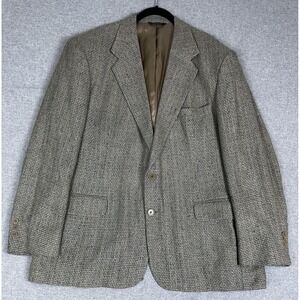 Vintage Norm Thompson Blazer Mens‎ 44R Brown Tweed Sport Coat Made USA 90s